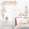 Pink Rose Hanging Vine Wall Decals – Floral Stickers for Nursery, Bedroom & Living Room, 14.17"x1.97"